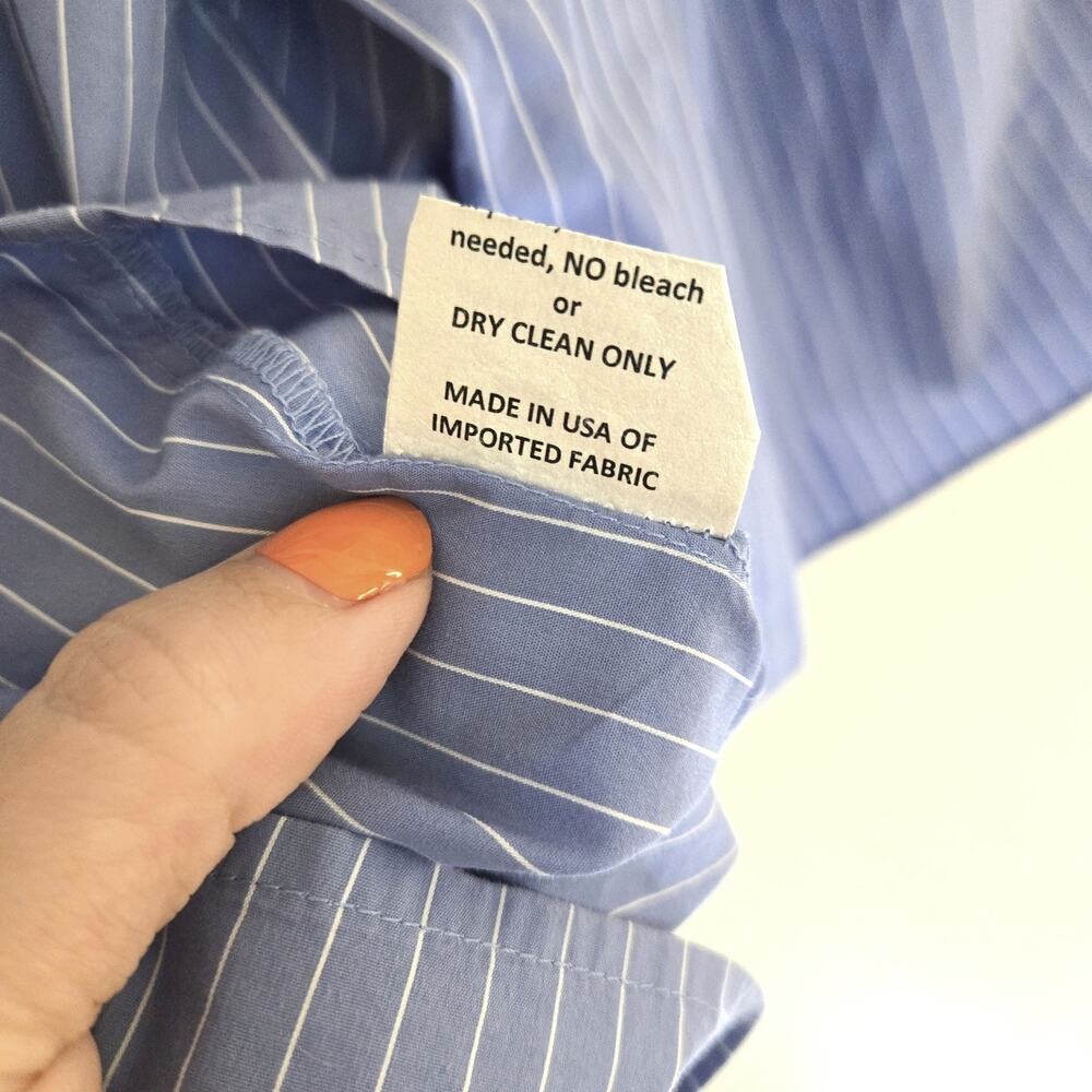 Sara Campbell Light Blue Pinstripe Cotton Blend Ruffle Sleeve Top M - Picture 8 of 8